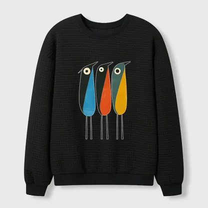 Tokyo-Tiger Bold Shape Birds Waffle Sweatshirt