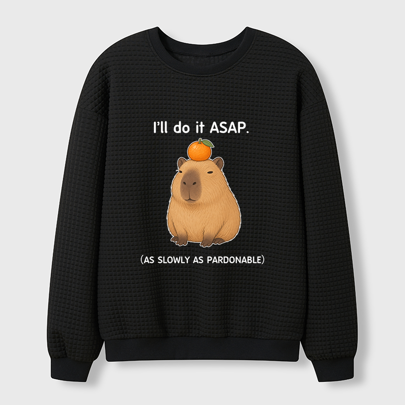 Tokyo-Tiger Slow Task Capybara Meme Waffle Sweatshirt