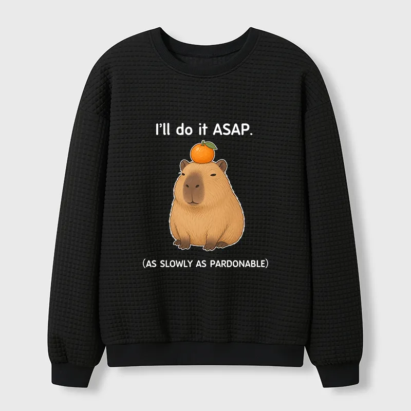 Tokyo-Tiger Slow Task Capybara Meme Waffle Sweatshirt