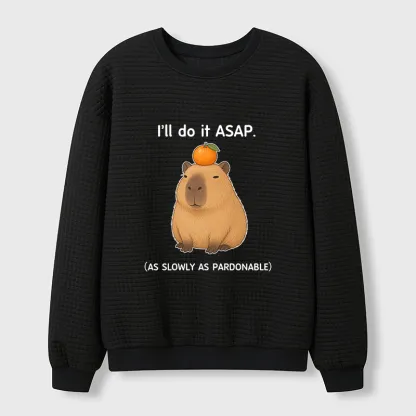 Tokyo-Tiger Slow Task Capybara Meme Waffle Sweatshirt