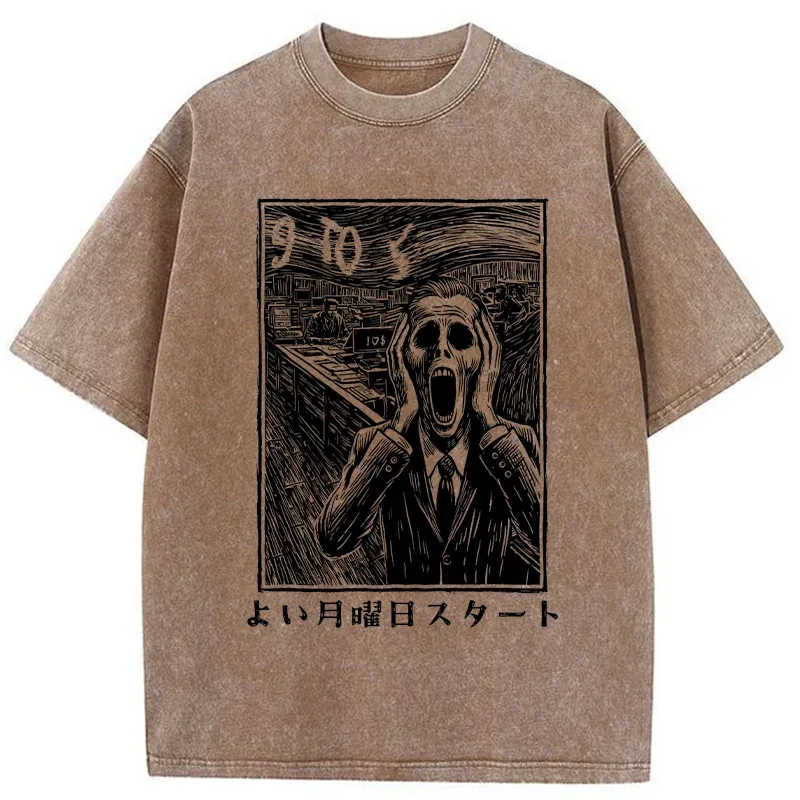 Tokyo-Tiger Office Worker The Scream Washed T-Shirt