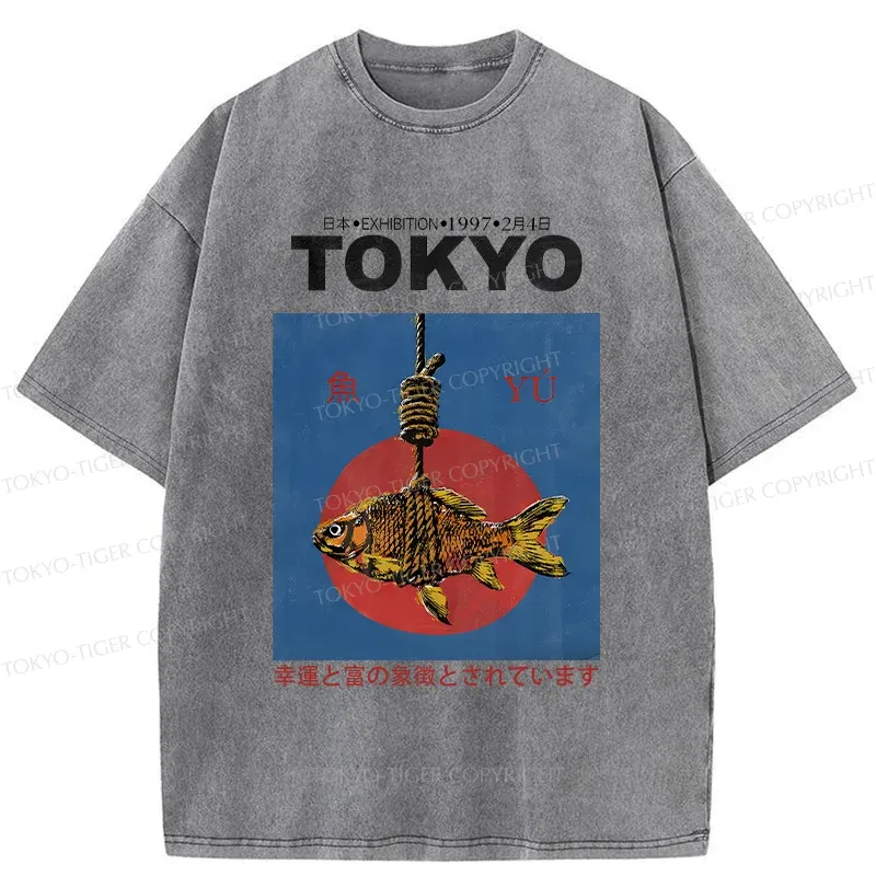 Tokyo-Tiger Retro Tokyo Fish Washed T-Shirt