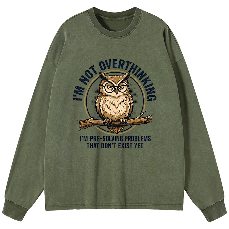 Tokyo-Tiger Overthink Master Owl Washed Long Sleeve T-Shirt