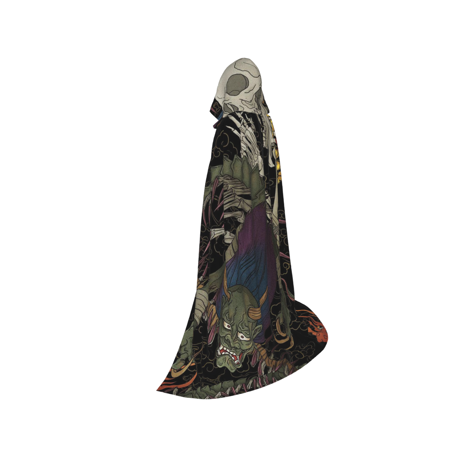 Tokyo-Tiger Japanese Yokai And Skeletons Holiday Cloak