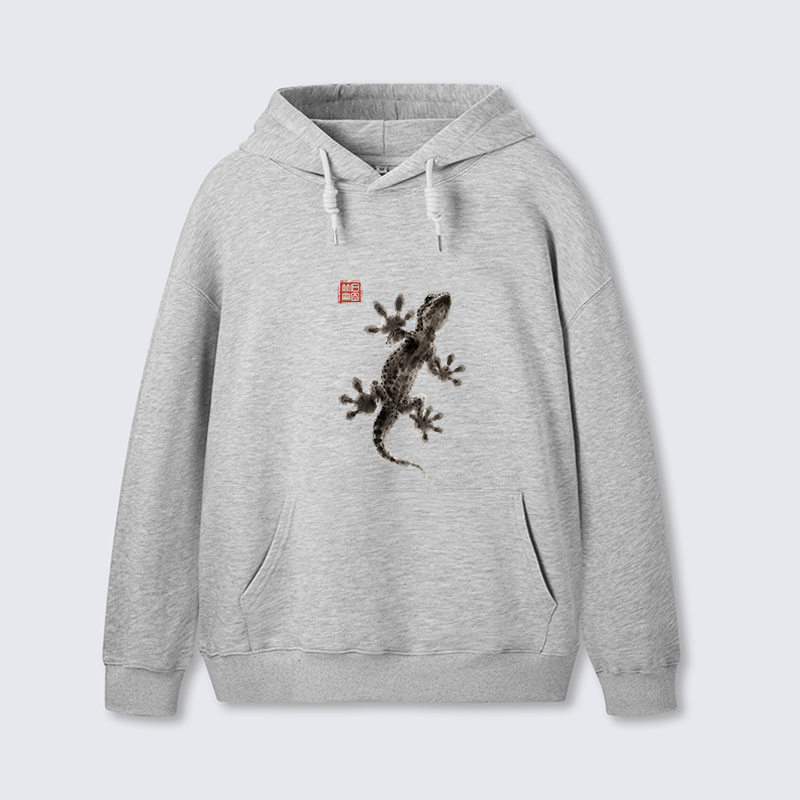 Tokyo-Tiger Minimal Asian Ink Brush Gecko Vibe Classic Hoodie