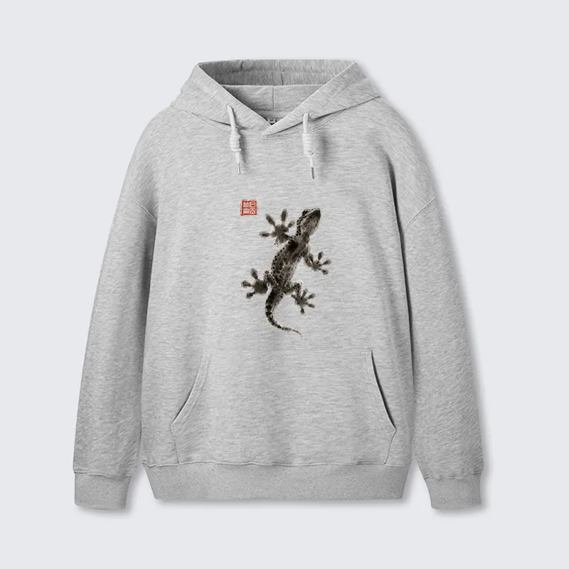 Tokyo-Tiger Minimal Asian Ink Brush Gecko Vibe Classic Hoodie