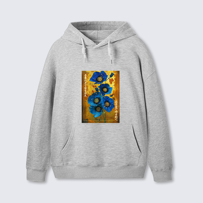 Tokyo-Tiger Shiny Blue Flower Warm Golden Background Classic Hoodie