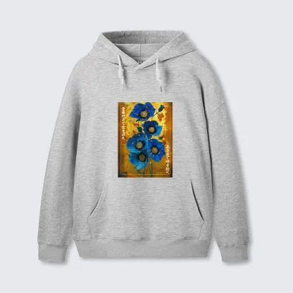 Tokyo-Tiger Shiny Blue Flower Warm Golden Background Classic Hoodie