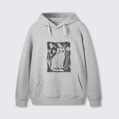 Tokyo-Tiger Folk Paper Cut Cat Bird Floral Art Classic Hoodie