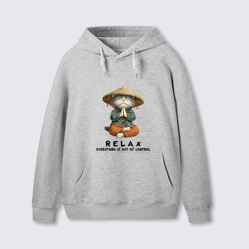 Tokyo-Tiger Zen Relax Cat Graphic Classic Hoodie