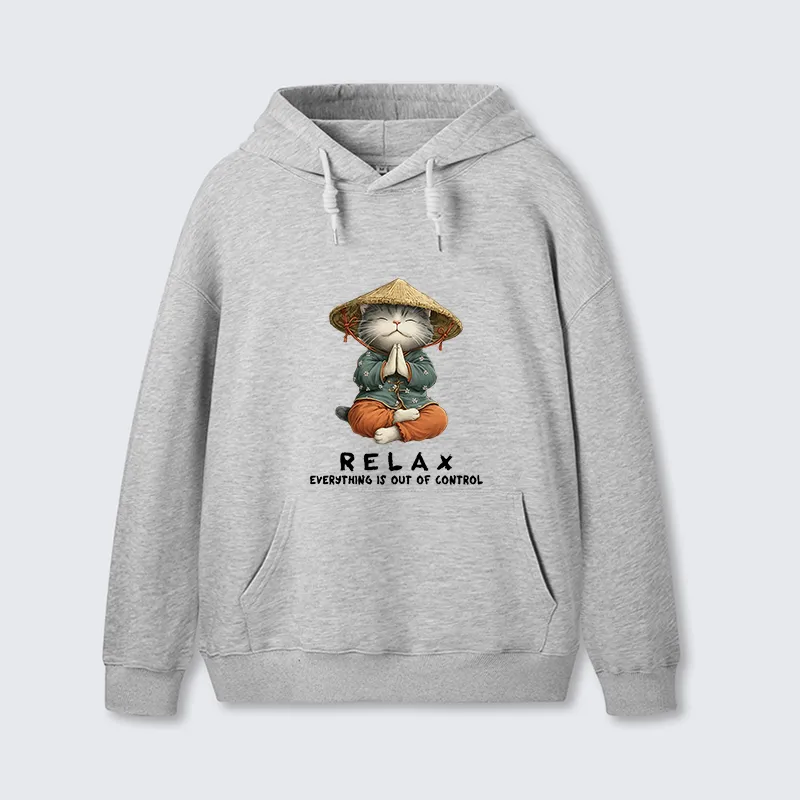 Tokyo-Tiger Zen Relax Cat Graphic Classic Hoodie