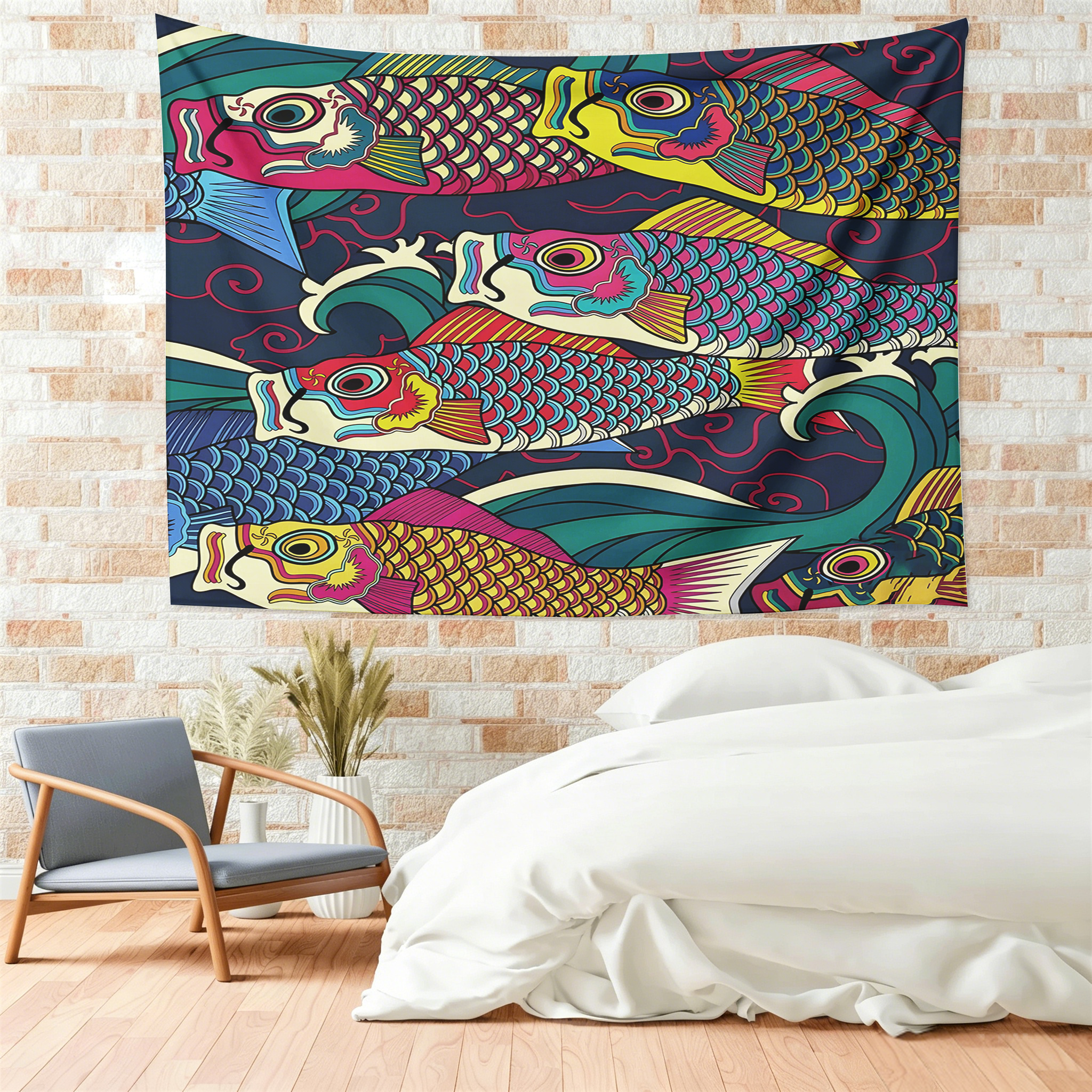 Tokyo-Tiger Colorful Japanese Koinobori Tapestry