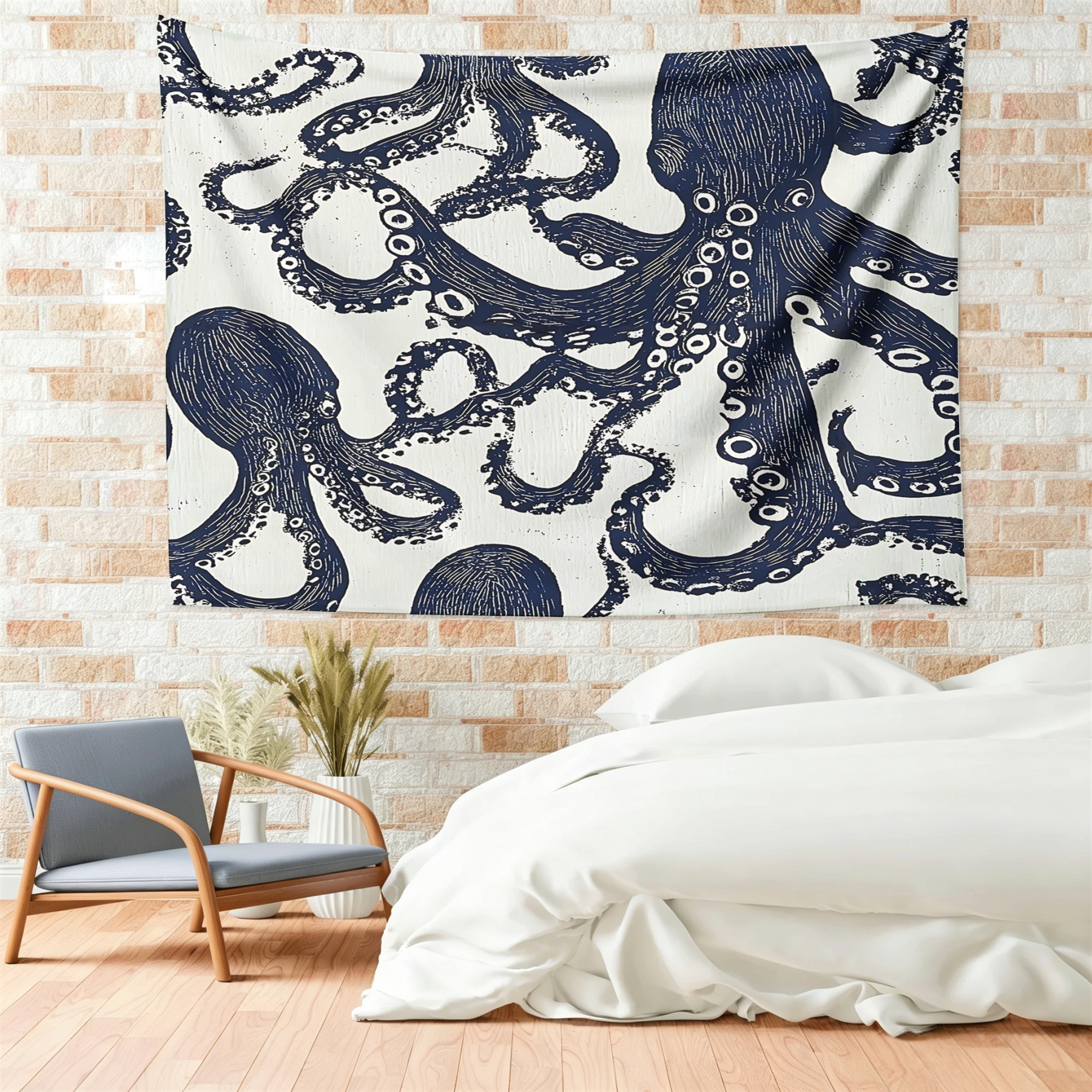 Tokyo-Tiger Ocean Octopus Tapestry