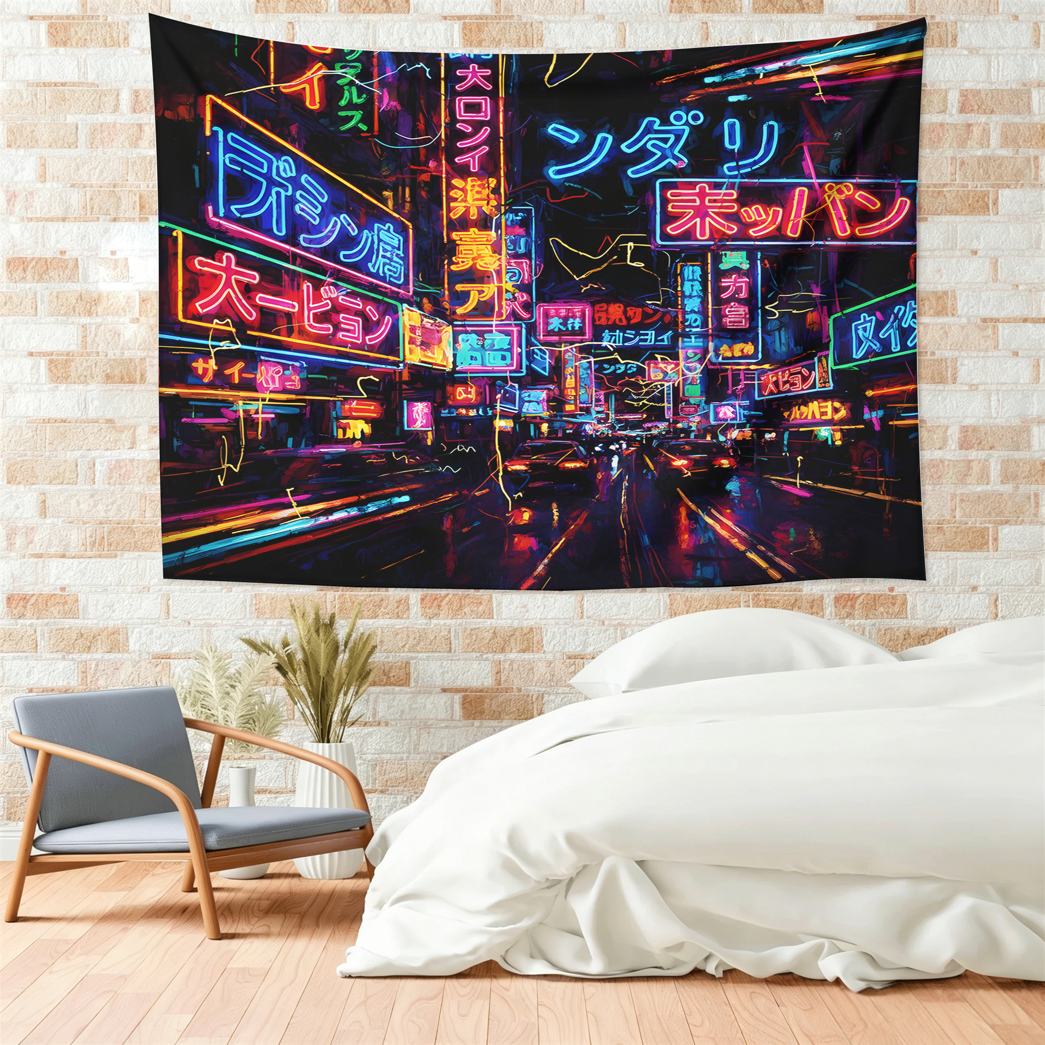Tokyo-Tiger Tokyo Street Scene Tapestry