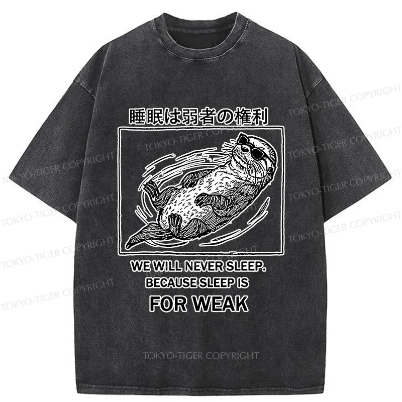 Tokyo-Tiger Sleep Is For Weak Washed T-Shirt