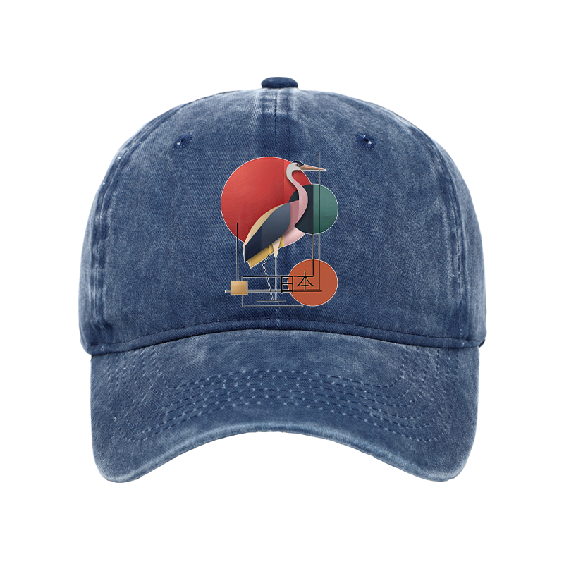 Tokyo-Tiger Geometric Crane Art Washed Cap