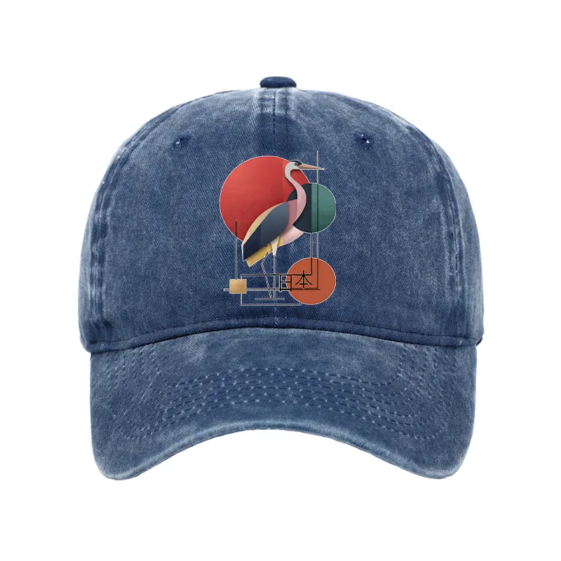 Tokyo-Tiger Geometric Crane Art Washed Cap
