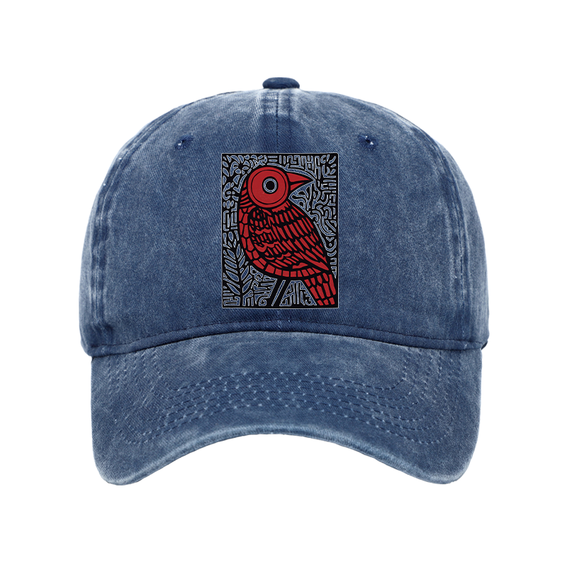 Tokyo-Tiger Retro Woodblock Bird Washed Cap