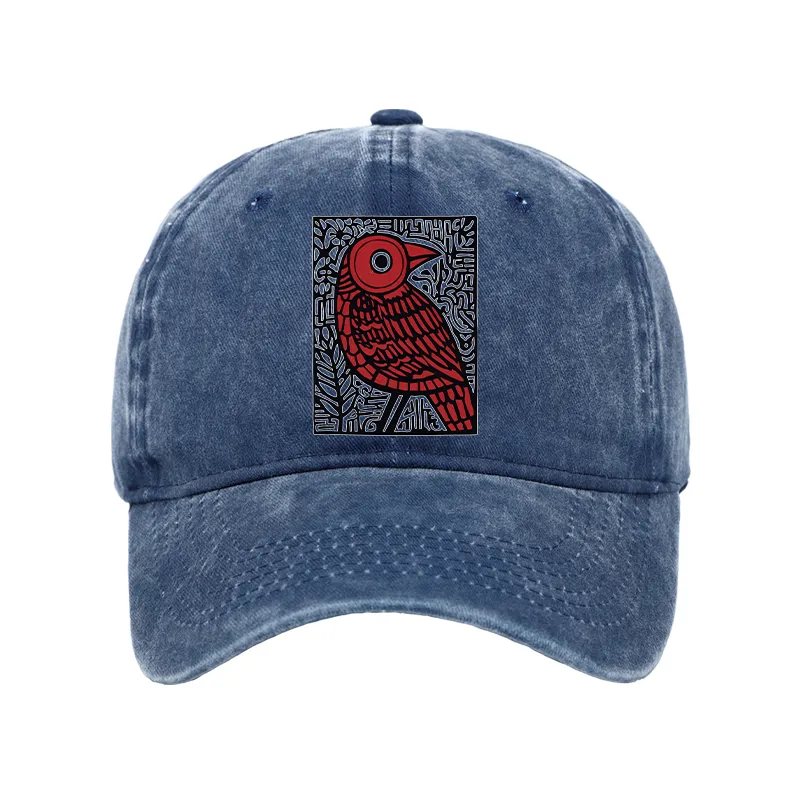 Tokyo-Tiger Retro Woodblock Bird Washed Cap Sale