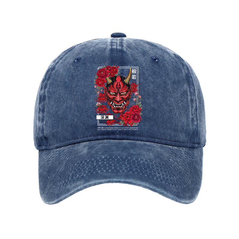 Tokyo-Tiger Cool Oni Floral Art Washed Cap
