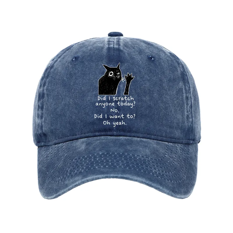 Tokyo-Tiger Black Cat Scratches People Washed Cap