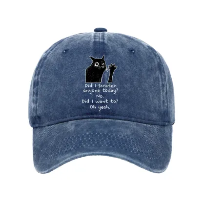 Tokyo-Tiger Black Cat Scratches People Washed Cap