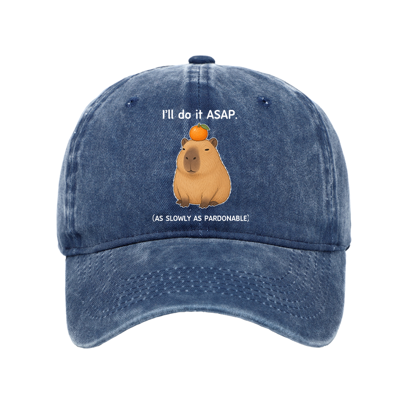 Tokyo-Tiger Slow Task Capybara Meme Washed Cap
