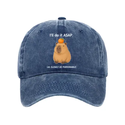 Tokyo-Tiger Slow Task Capybara Meme Washed Cap