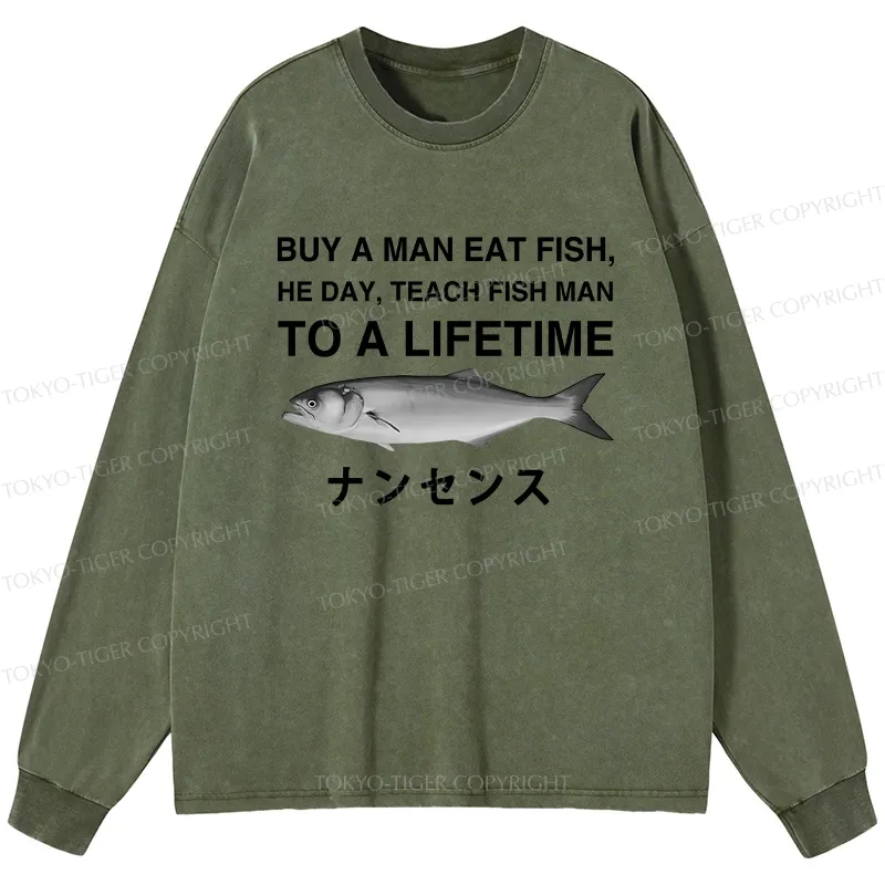 Tokyo-Tiger Funny To A Lifetime Washed Long Sleeve T-Shirt
