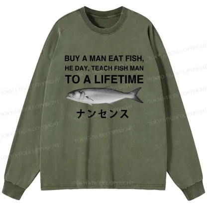 Tokyo-Tiger Funny To A Lifetime Washed Long Sleeve T-Shirt