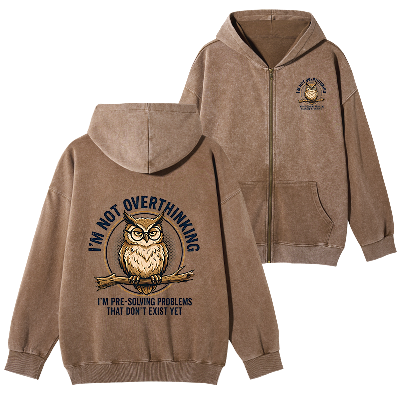 Tokyo-Tiger Overthink Master Owl Washed Zip Hoodie