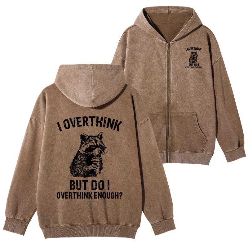 Tokyo-Tiger Constant Overthinking Washed Zip Hoodie