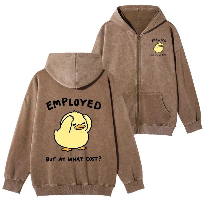 Tokyo-Tiger Funny Work Duck Washed Zip Hoodie