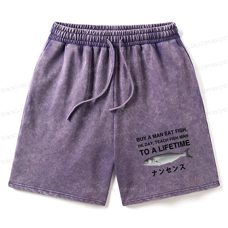 Tokyo-Tiger Funny To A Lifetime Washed Shorts
