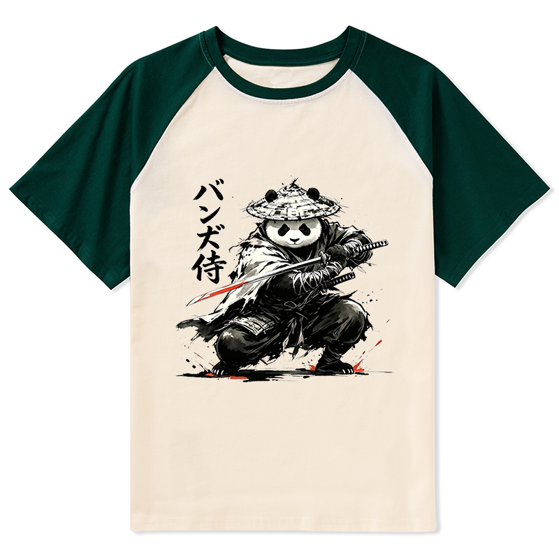 Tokyo-Tiger Panda Samurai Warrior Raglan T-shirt