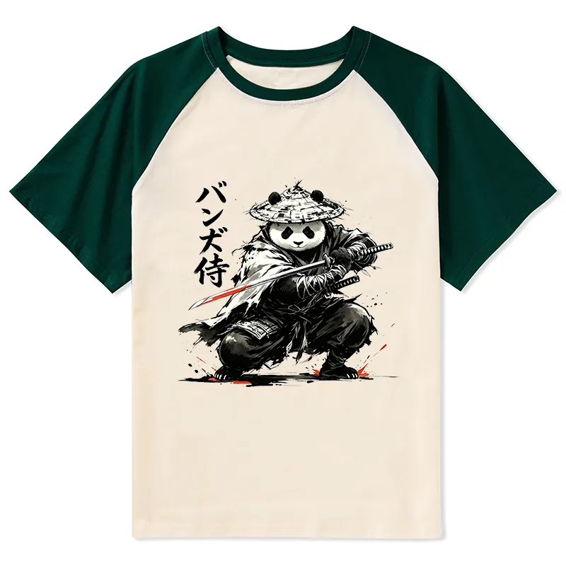Tokyo-Tiger Panda Samurai Warrior Raglan T-shirt