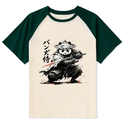 Tokyo-Tiger Panda Samurai Warrior Raglan T-shirt