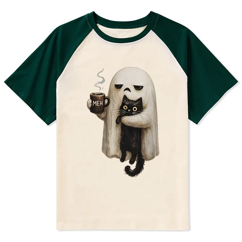 Tokyo-Tiger Ghost Cat Coffee Mood Raglan T-shirt