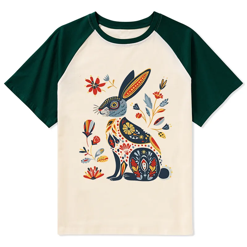Tokyo-Tiger Folk Hare Bloom Raglan T-shirt