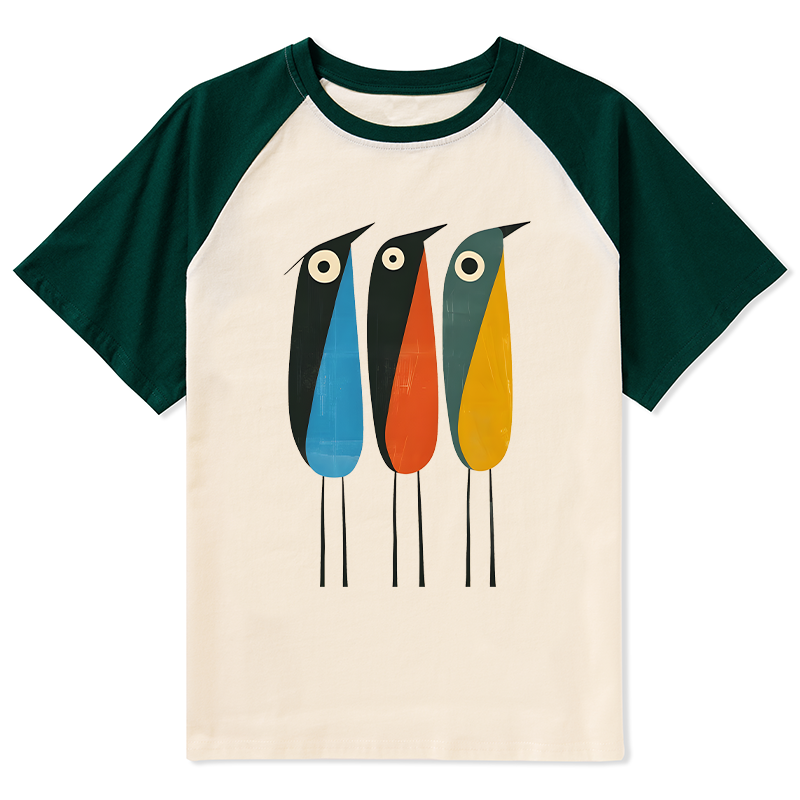Tokyo-Tiger Bold Shape Birds Raglan T-shirt