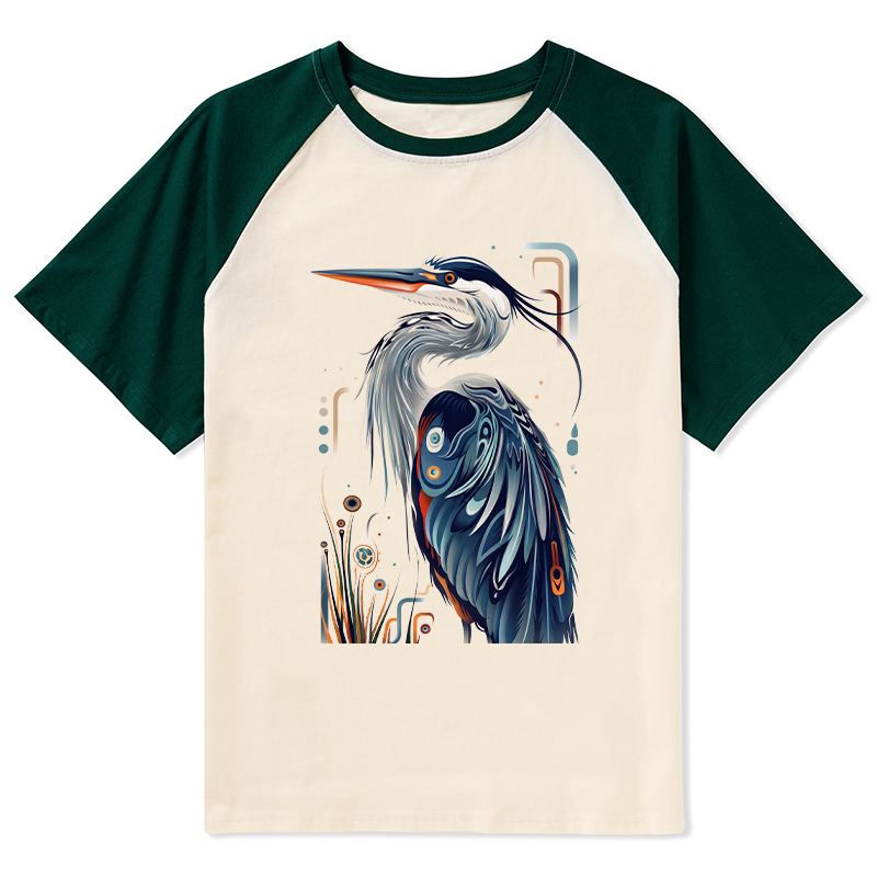Tokyo-Tiger Stylish Blue Heron Raglan T-shirt