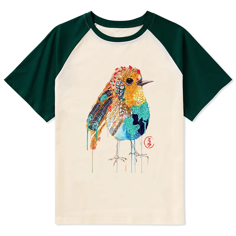 Tokyo-Tiger Sparkly Wild Bird Raglan T-shirt Sale