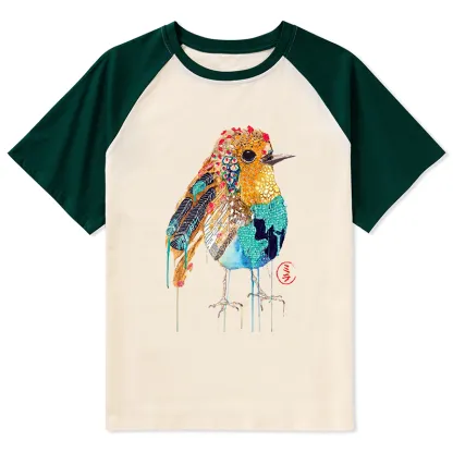 Tokyo-Tiger Sparkly Wild Bird Raglan T-shirt