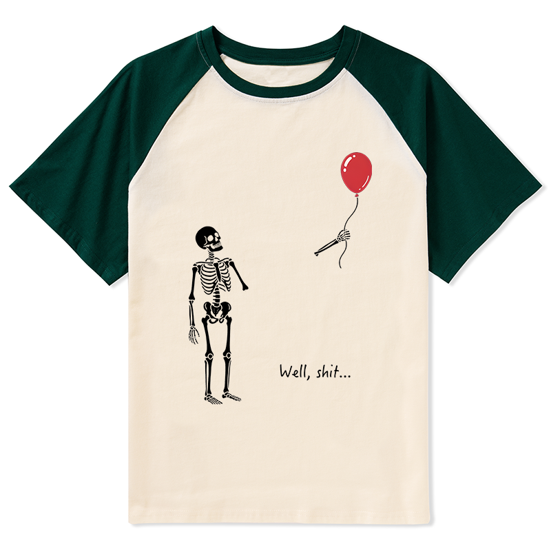 Tokyo-Tiger Skeleton Balloon Meme Raglan T-shirt