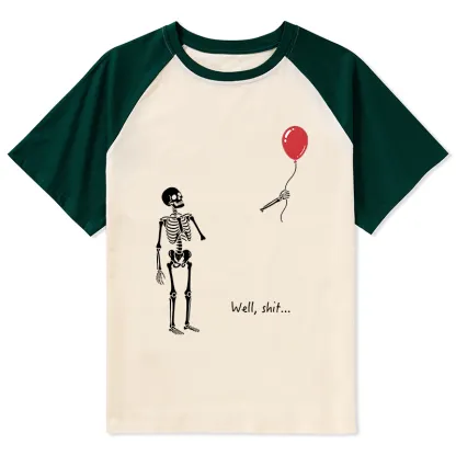 Tokyo-Tiger Skeleton Balloon Meme Raglan T-shirt