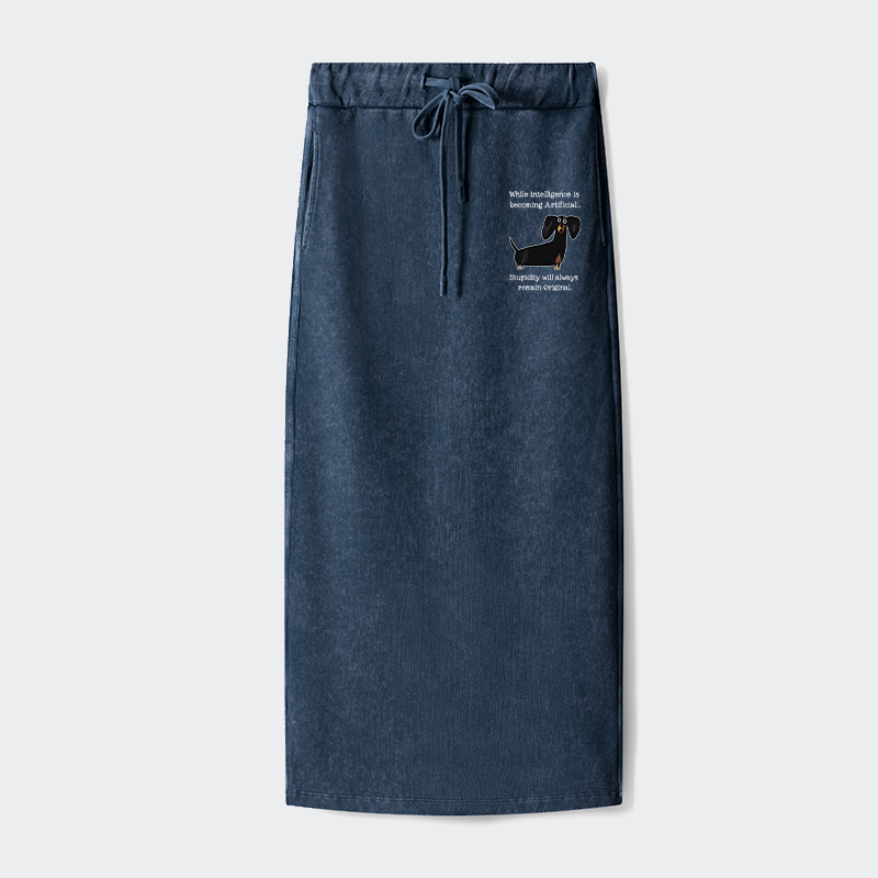 Tokyo-Tiger Dachshund Real Humor Funny Meme Washed Terry Skirt