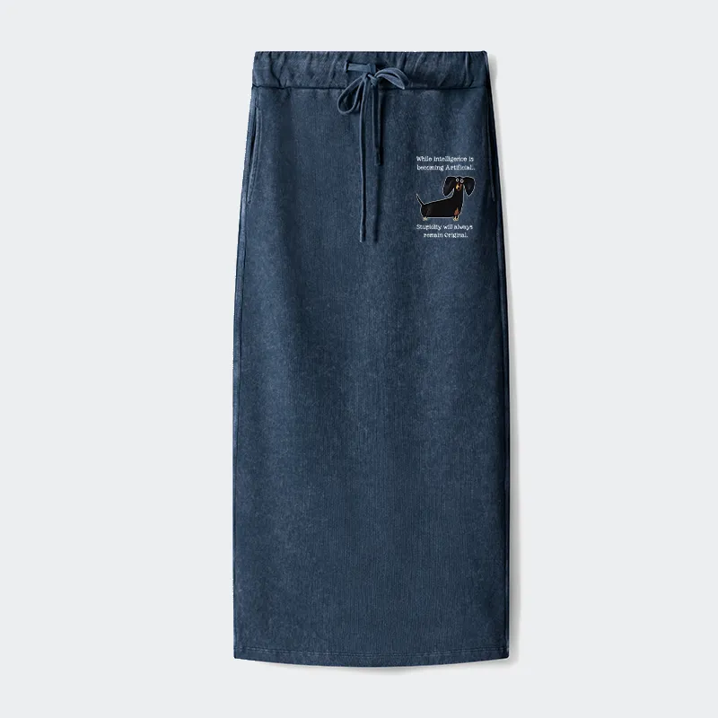Tokyo-Tiger Dachshund Real Humor Funny Meme Washed Terry Skirt