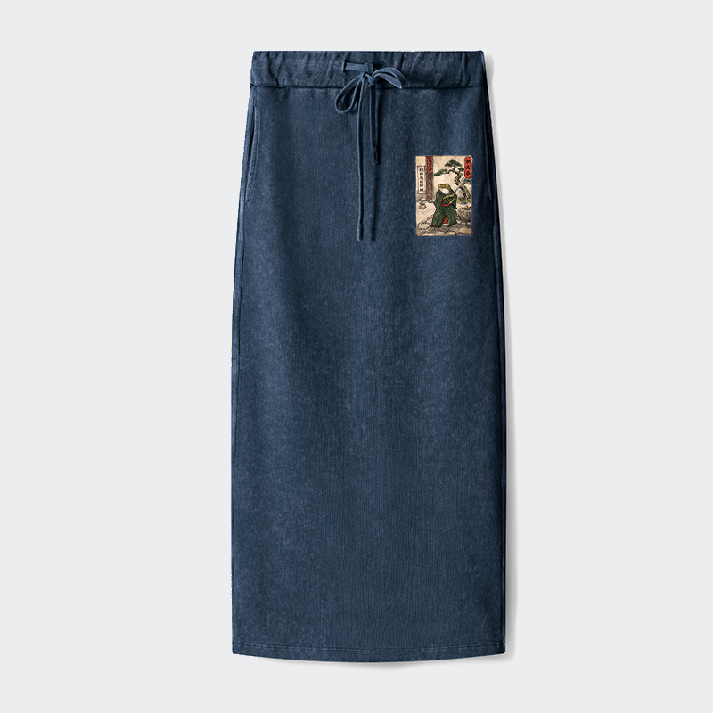Tokyo-Tiger Samurai Frog Training Washed Terry Skirt