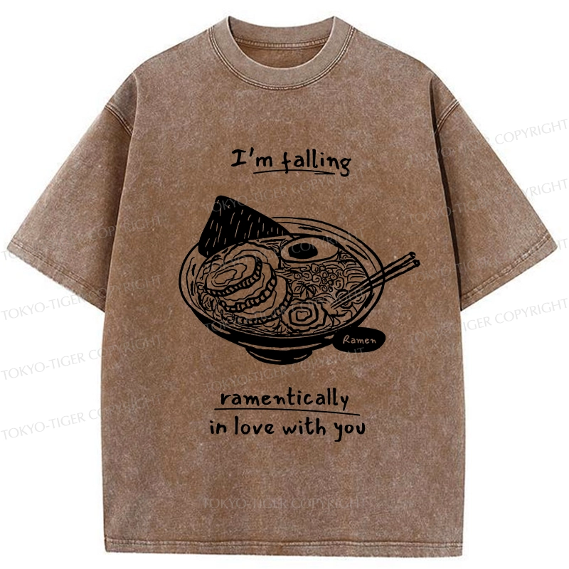 Tokyo-Tiger I'm Falling In Love With Ramen Washed T-Shirt