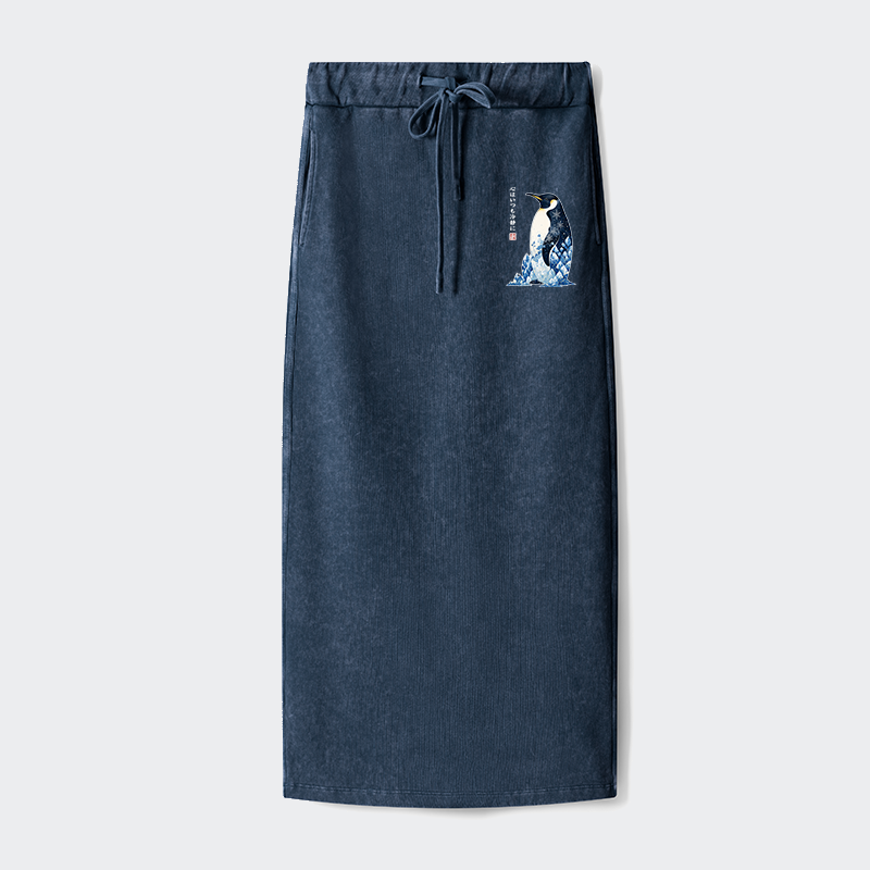 Tokyo-Tiger Keep Calm Penguin Washed Terry Skirt